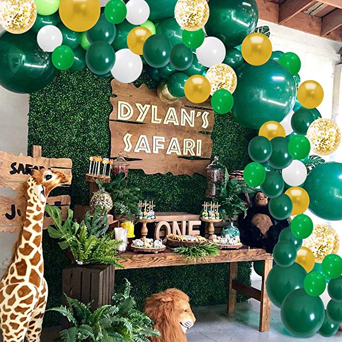 Jungle Theme Party Supplies, 136 Pcs Balloon Arch Kit, Green Balloons Garland for Birthday Party Decorations, Safari Decorations, Baby Shower, Christmas Party Decorations