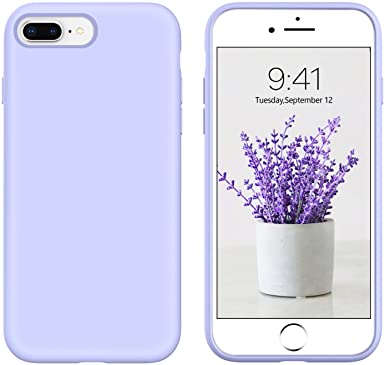 iPhone 8 Plus Cases, iPhone 7 Plus Case, DUEDUE Liquid Silicone Soft Gel Rubber Slim Cover with Microfiber Cloth Lining Cushion Shockproof Full Body Protective Case for iPhone 8 Plus/ iPhone 7 Plus, Purple