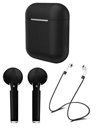 AirPod Skins, Charging Case & Straps Bundle - Stylish and Protective Wraps and Cover (Matte Black)