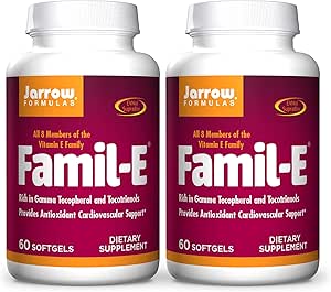 Jarrow Formulas Famil-E - 60 Softgels, 2 Pack - Promotes Heart & Cardiovascular Health - Contains All 8 Members of The Vitamin E Family - Rich in Gamma Tocopherol & Tocotrienols - 120 Total Servings