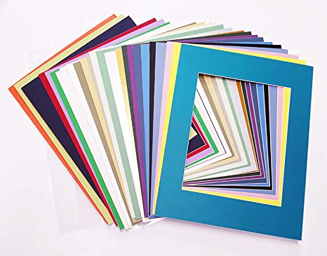 Poster Palooza Mixed Colors 8x10 White Picture Mats with White Core for 5x7 Pictures - Fits 8x10 Frame