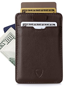 Chelsea Slim Card Sleeve Wallet with RFID Protection by Vaultskin - Top Quality Italian Leather - Ultra Thin Card Holder Design For Up To 12 Cards (Brown)