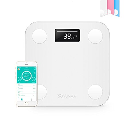 YUNMAI Mini Bluetooth Smart Scale & Body Fat Monitor Bathroom Weight Scale - 10 Precision Body Composition Measurements - Body Fat, BMI & More - 16 Users recognized - Smartphone App for Healthy Weight Loss Tracking