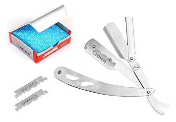 Zoyer Professional Straight Edge Razor With 100 Blades - Barber Grade Stainless Steel (Silver)