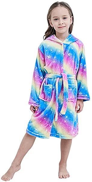FuRobes Kids Robe Pajamas,Soft Flannel Animal Bathrobe Galaxy Sky Unicorn