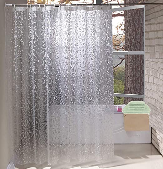 EurCross Narrow Shower Curtain, EVA Shower Curtains with Crystal Stone, Waterproof and Mildew Resistant Translucent Bathroom Shower Curtain - Small Shower Curtain- 36''W x 72'L/90 x 180cm