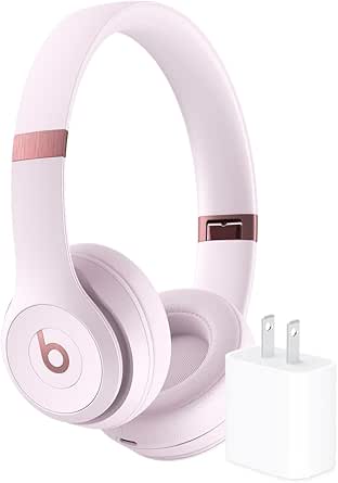 Beats Solo4 - Cloud Pink   Apple 20W USB-C Power Adapter - iPhone Charger with Fast Charging Capability, Type C Wall Charger