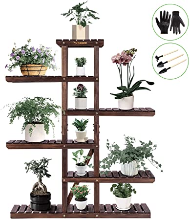 VIVOSUN Wood Plant Stand Indoor Outdoor Multi Layer Flower Pots Shelf Plants Holder