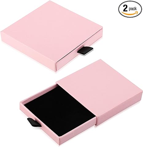 Yolev 2 Pack Jewelry Gift Boxes Cardboard Jewelry Boxes, 2.9x3.1x0.7Inch Small Gift Boxes for Bracelets Earrings Necklaces Jewelry Gift (Pink)