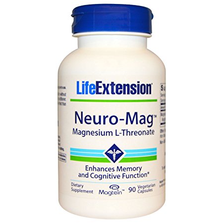 Life Extension Neuro-mag Magnesium L-threonate Dietary Supplements, 90 Capsules, Pack of 2