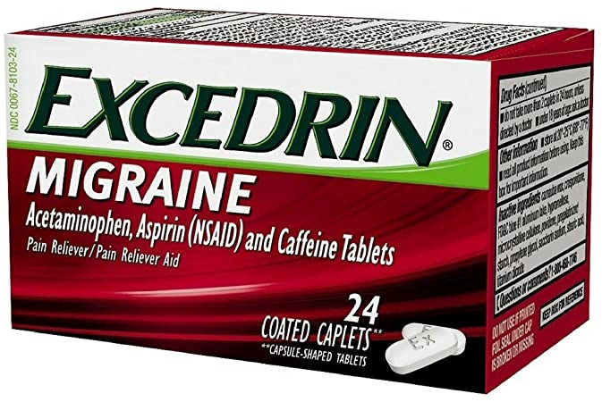 Excedrin Migraine Pain Reliever Caplets 24 ea (Pack of 2)