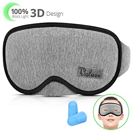 Upgraded sleep mask eye mask,VOLUEX 3D Eye Mask Soft Breathable Sleeping Mask with Premium Memory Pure Cotton nose contour design Block All Light, Adjustable Soft Headband Fit for Woman Man and Kids