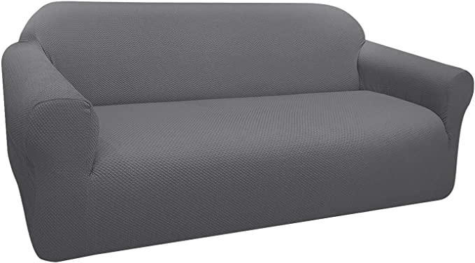 Granbest Thick Sofa Covers 3 Seater Stylish Pattern Stretch Couch Covers Non-Slip Sofa Slipcover with Elastic Bottom for Living Room Dog Pet Furniture Protector (3 Seater, Light Grey)