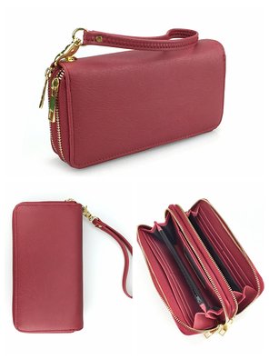 Hoxis Multi-purpose Generous Faux Leather Purse Organizer Double Zip Around Large Wallet with Wristlet