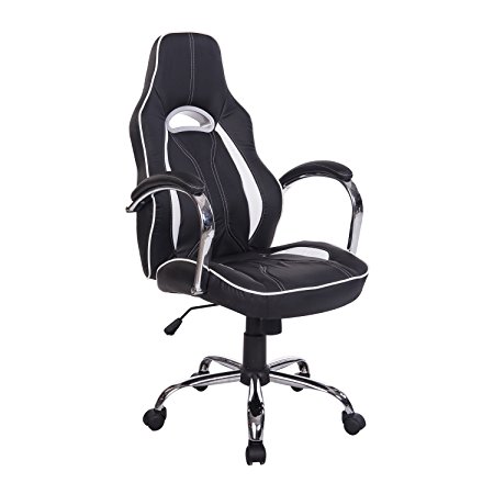 HomCom Race Car Style PU Leather Gaming / Office Chair - White