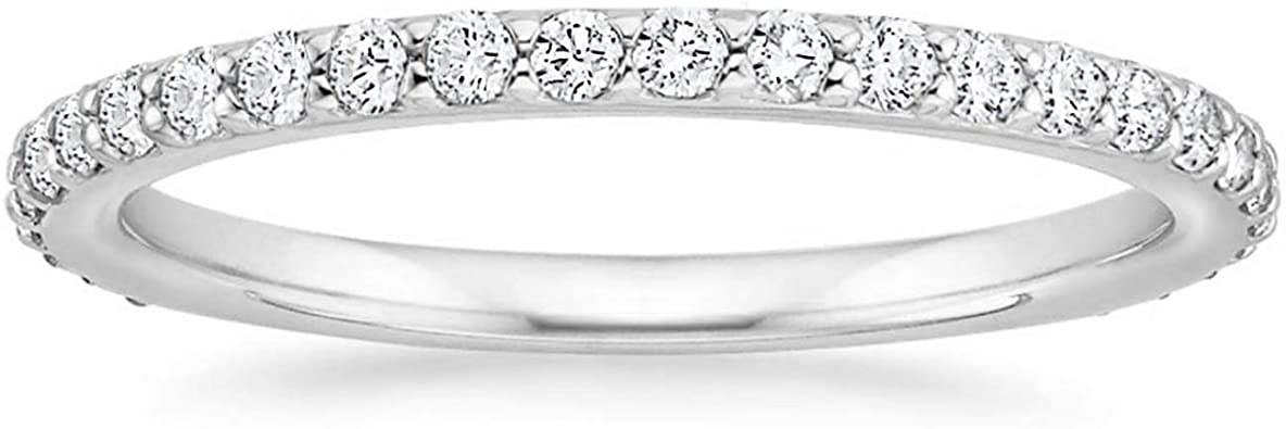 PAVOI 14K Gold Plated Sterling Silver Cubic Zirconia Diamond Stackable Eternity Bands for Women