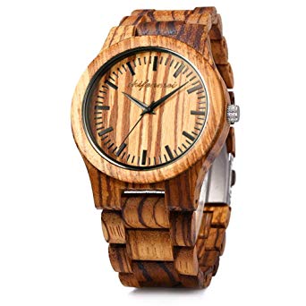 Wooden Watches for Men, shifenmei Wooden Watches Natural Handmade Analog Quartz Japanese Movement and Battery Adjustable Wood Strap Lightweight Wood Watches with Exquisite Box