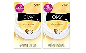 Olay Ultra Moisture with Shea Butter, 6 Count (2 Pack, 12 Bars Total)