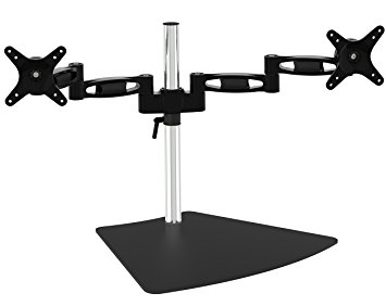 2EZ Dual Monitor Free Standing Desk Mount. Heavy Duty fully Adjustable 2/Two Screens up to 28"
