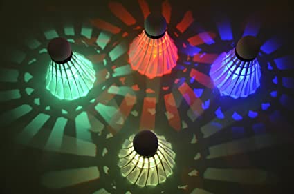 Itian LED Badminton Shuttlecock Dark Night Glow Birdies Lighting for Outdoor & Indoor Sports Activities, 4-Piece