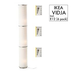 IKEA Vidja Standing Floor Lamp And 6 Bulbs; Round White