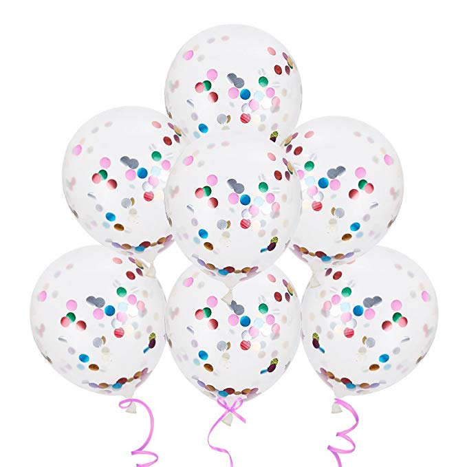 Lictin 15pcs Confetti Balloons 12 in/30 cm Colourful Confetti Balloons Party Confetti Balloons Graduation Confetti Balloons Latex Balloons Confetti Party Decoration