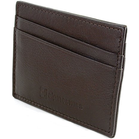 Alpine Swiss Alpine Swiss Front Pocket Wallet Minimalist Super Thin 5 Card Wallet Genuine Leather