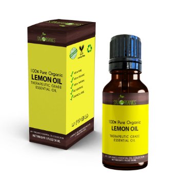 Best Lemon Essential Oil By Sky Organics-100% Pure Therapeutic Grade Organic Lemon Oil For Diffuser, Aromatherapy, Massage Oil, Headaches and Meditation - Citrus Scented Oil For Candles and DIY -1oz