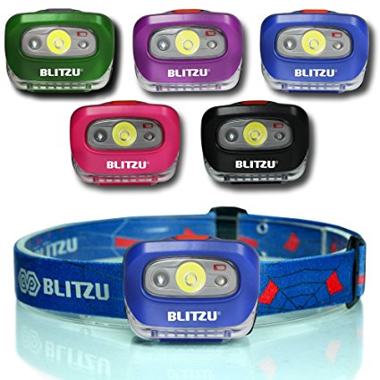 Brightest LED Headlamp - with Red Light - Blitzu i2 Headlight Flashlight for Kids, Men, Women. Perfect Waterproof Head Light For Running, Walking, Reading, Camping, Home Projects, Fun Toys & Emergency