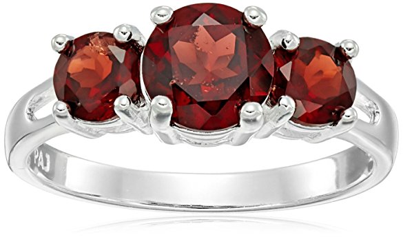 Sterling Silver Three-Stone Garnet Ring