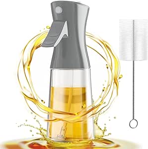 Oil Sprayer for Cooking, 180ml Glass Olive Oil Sprayer Mister, Olive Oil Dispenser Bottle with Brush, Kitchen Gadgets Accessories (Gray)