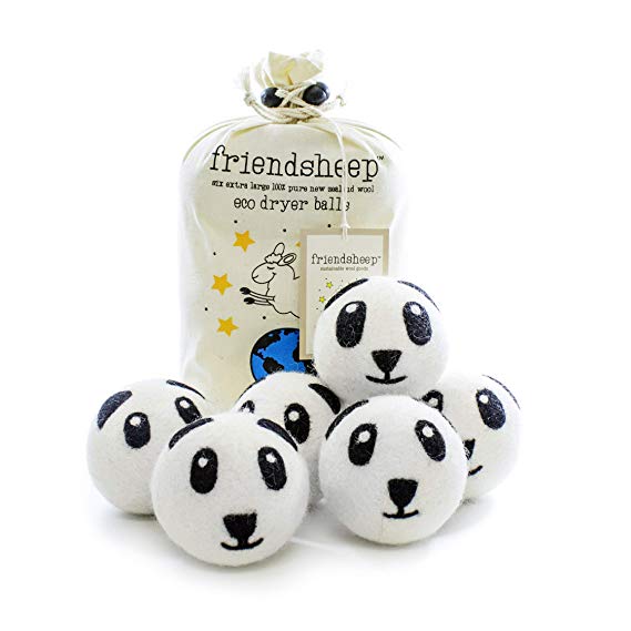 Friendsheep Organic Eco Wool Dryer Balls - Panda Pack - Handmade Fair Trade No Lint