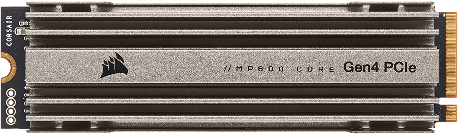 Corsair MP600 CORE 1TB M.2 NVMe PCIe x4 Gen4 SSD (Up to 4,700MB/sec Sequential Read & 1,950MB/sec Sequential Write Speeds, High-Speed Interface, 3D QLC NAND, Built-in Heatspreader) Aluminum