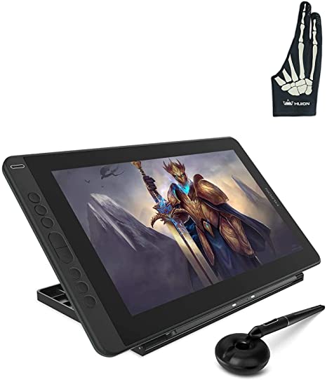 2020 Huion Kamvas 13 Green Drawing Display with Adjustable Stand- Battery-Free Pen Tech 3.0 PW517, Replacement Pen Nibs 10PCS with Pen Holder, Artist Glove Included