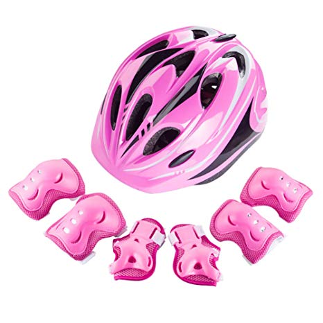 Easy Living Kids Helmet and Knee Pads Elbow Wrist Guard Sport Protective Gear for Cycling Skating Skiing Adjustable for Children 5 to 12 Years Old