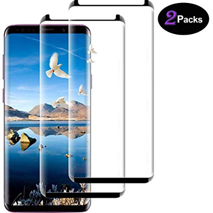 Samsung Galaxy S9 Plus Screen Protector [2-Pack], OLINKIT [Case-Friendly] Tempered Glass Screen Protector for Samsung Galaxy S9 Plus-(Black)