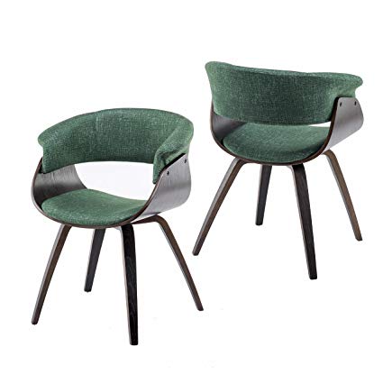 YEEFY Living Room Chair Living Chairs in Fabic Upholstered Dining Chairs Set of 2 (Green)