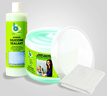 Ultimate Hard Water Stain Remover(48OzMax-strength) Sealant(16Oz) & Free Magic Cloth(Bundle)Industrial Strength Cleaner Removes Tough Hard Water Stains.Caused by mineral deposits acid rain soap scum & alkali