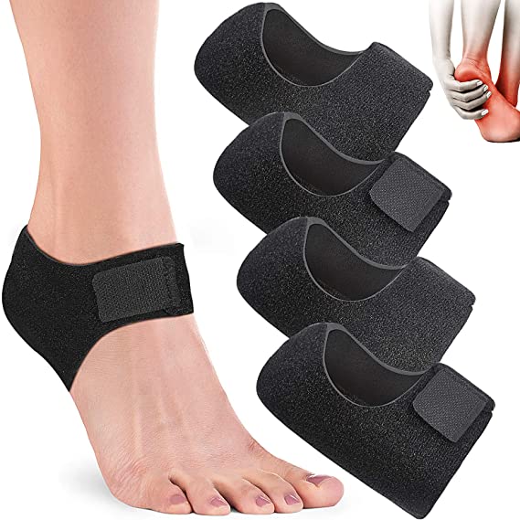 4 Pieces Heel Cushions Protectors Plantar Fasciitis Heel Pads Heel Cushion Inserts Heel Cups Adjustable Breathable Heel Support for Cracked, Dry, Achilles Heels, Heel Pain Relief