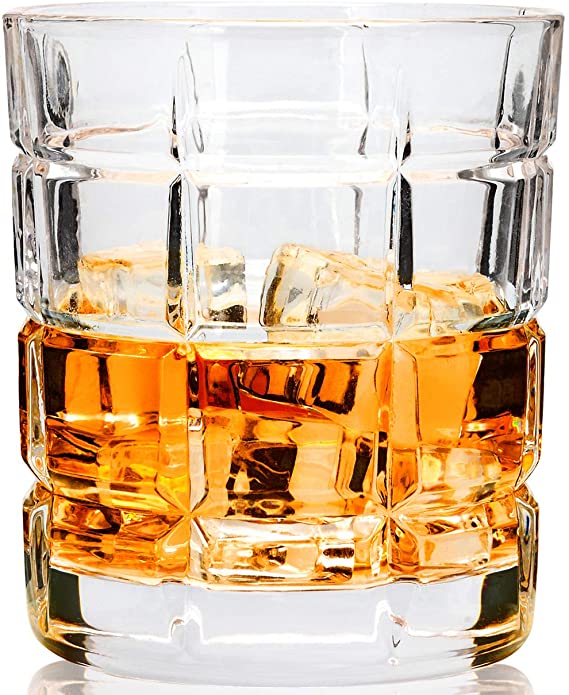LANFULA Old Fashioned Glasses Set of 4, Large 10 Oz Rocks Style Whiskey Tumbler For Scotch, Bourbon or Cocktail, Lead Free Crystal