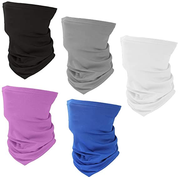 5 Pieces Sun UV Protection Face Cover Mask Neck Gaiter Windproof Dust Scarf Breathable Cooling Bandana