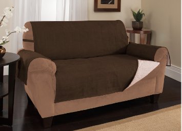 Furniture Fresh - New and Improved Anti-Slip Grip Furniture Protector with Stay Put Straps and Water Resistant Microsuede Fabric (Loveseat, Chocolate)