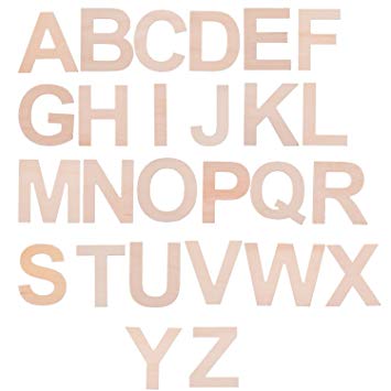 BCP Set of 26 A to Z Wood Craft Plywood Wooden Alphabet Letters, 2-7/8inches