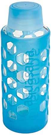 Aquasana AQ-6006-BLU-TR 18-Ounce Glass Water Bottle with Silicone Sleeve, Blue