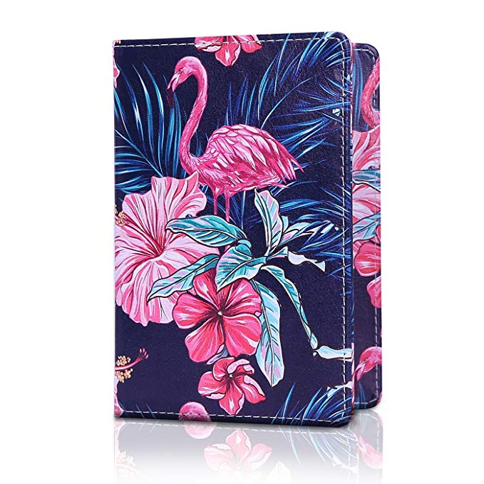 HDE Passport Holder for Women Passport Cover RFID Travel Wallet Case (Flamingos)