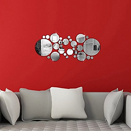 30 units/set Modern Silver Mirror of Wall Stickers Home Bedroom Decoration of Office Decoration Stickers Stickers wall