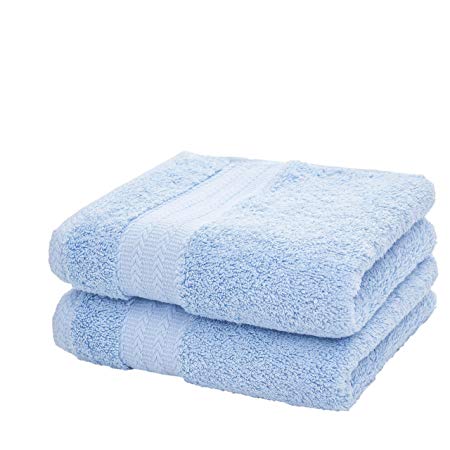 Ultra Soft Cotton Hand Towel ( Blue, 2-Pack, 14" x 29") - Multipurpose Hand Bath Towels for Bath, Hand, Face, Gym and Spa
