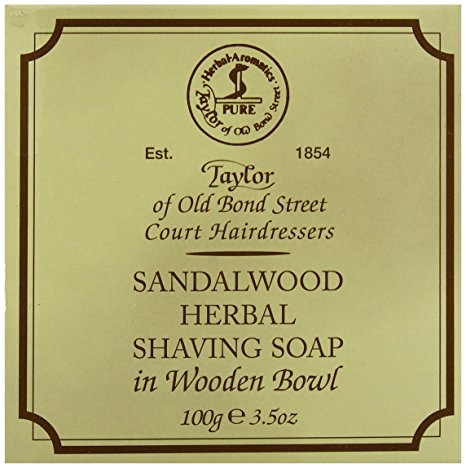 Taylor of Old Bond Street 100g Luxury Wooden Bowl Sandalwood Herbal Shaving Soap