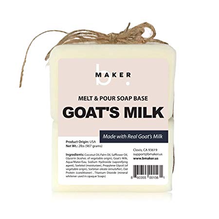 bMAKER All-Natural Goats Milk Melt and Pour Soap Base (2lb Blocks) - Moisturizing and Nourishing M&P Base Soap Making Supplies - Suitable for Sensitive or Dry Skin