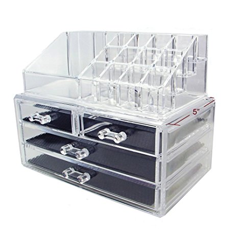 Durable Acrylic Jewelry & Cosmetic Storage Organizer Boxes Two Pieces Set